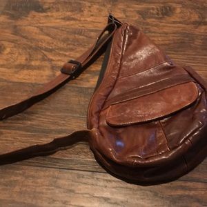 Beautiful brown leather crossbody leather bag
